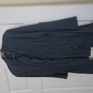 Gray Ruffled Open Cardigan